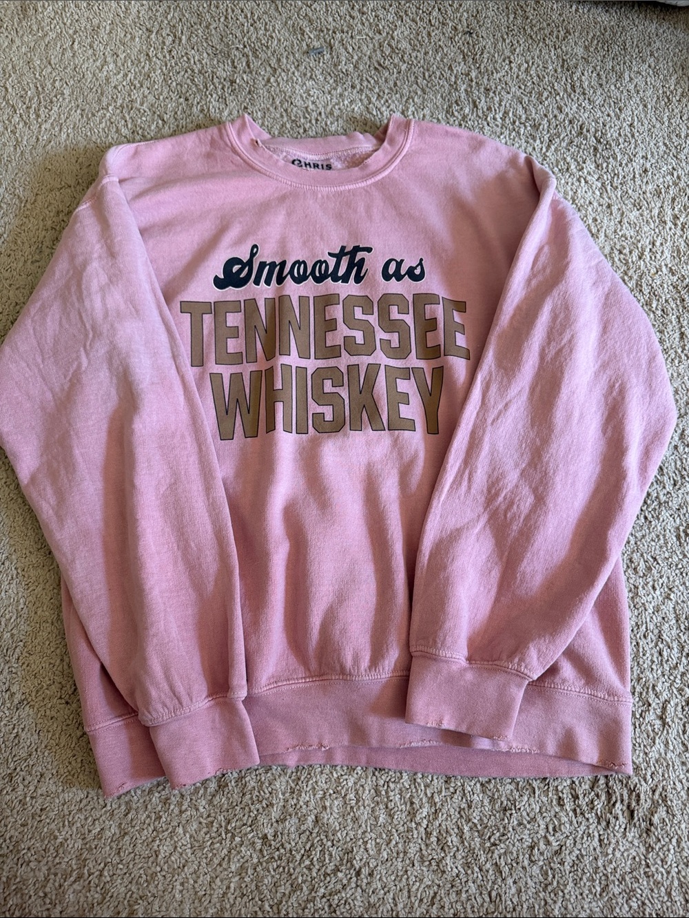 Pink Graphic Crewneck Sweatshirt - Smooth as Tennessee Whiskey